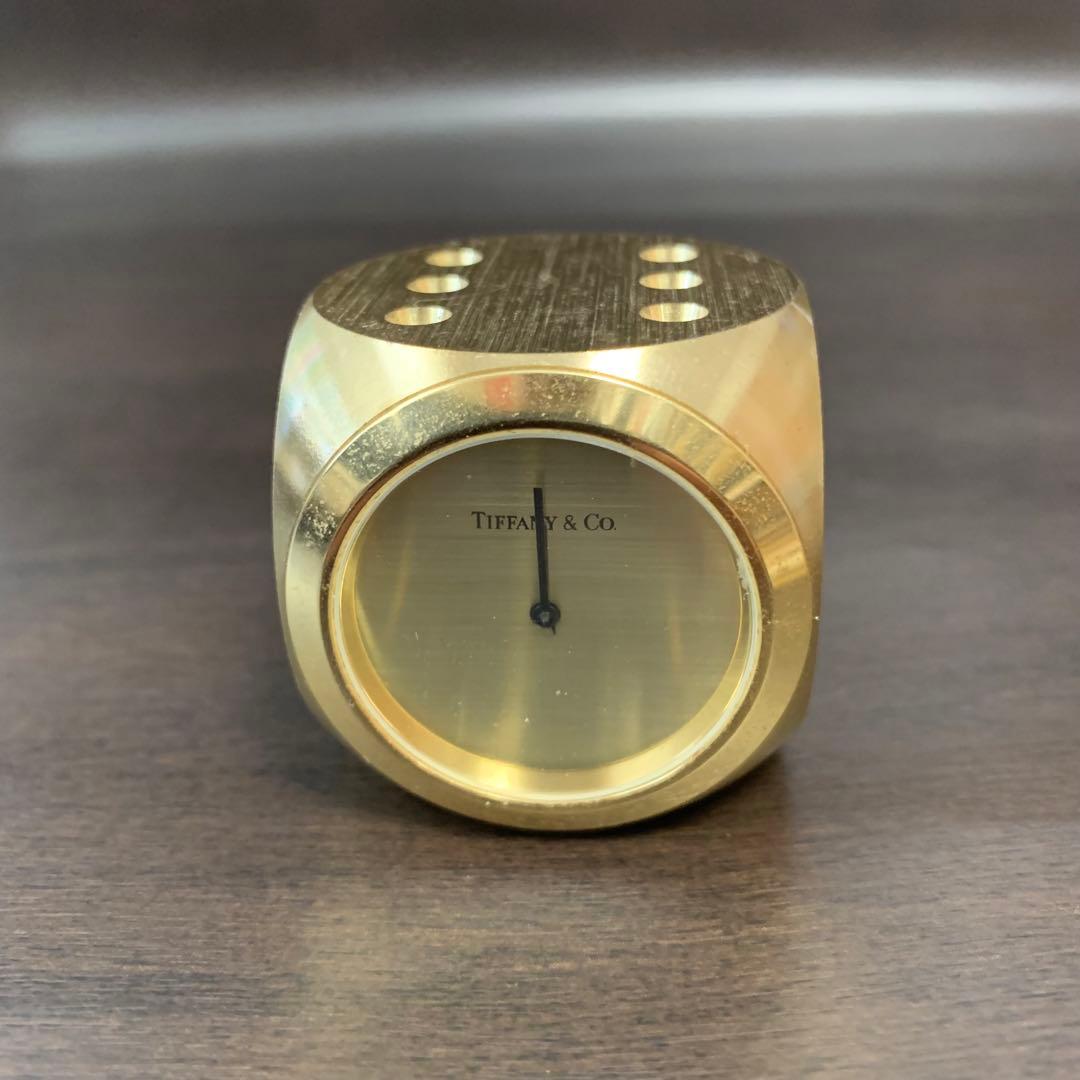 美品レア！！》《送料無料》⭐︎TIFFANY&CO ダイス型GOLD置き時計