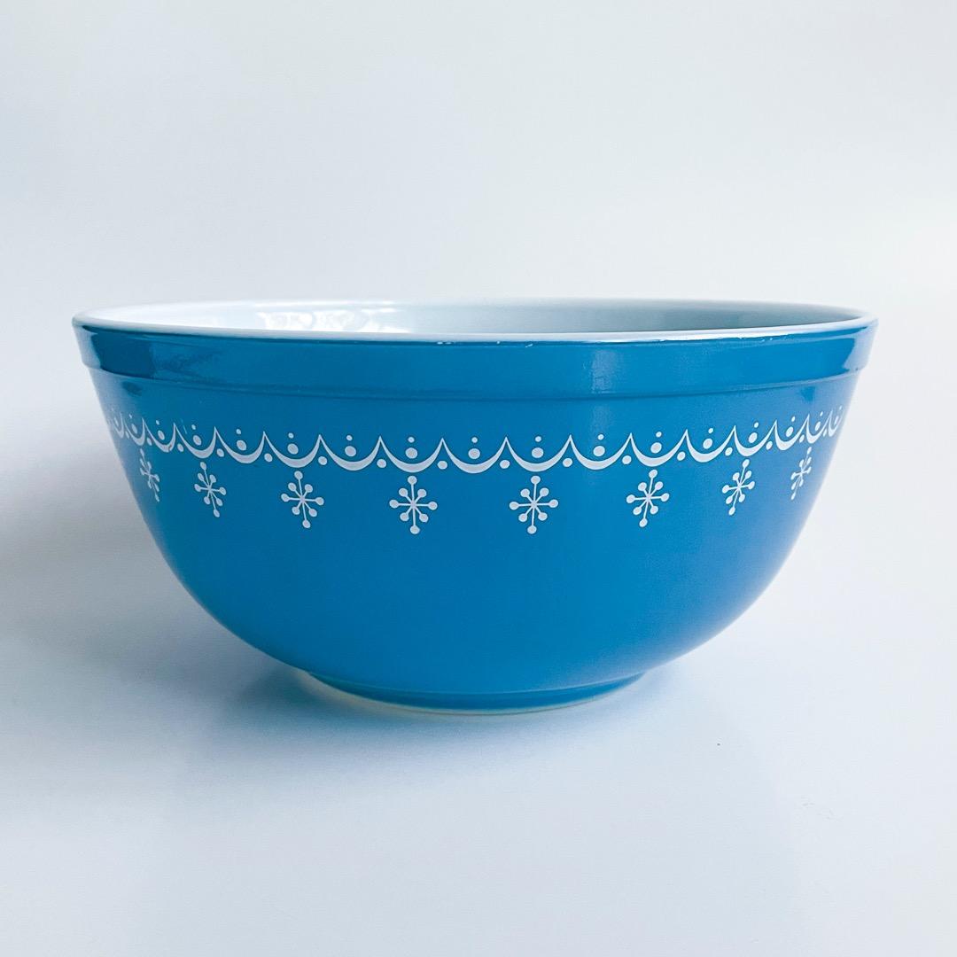美品 オールドパイレックス PYREX スノーフレーク・ブルー ボウル3個