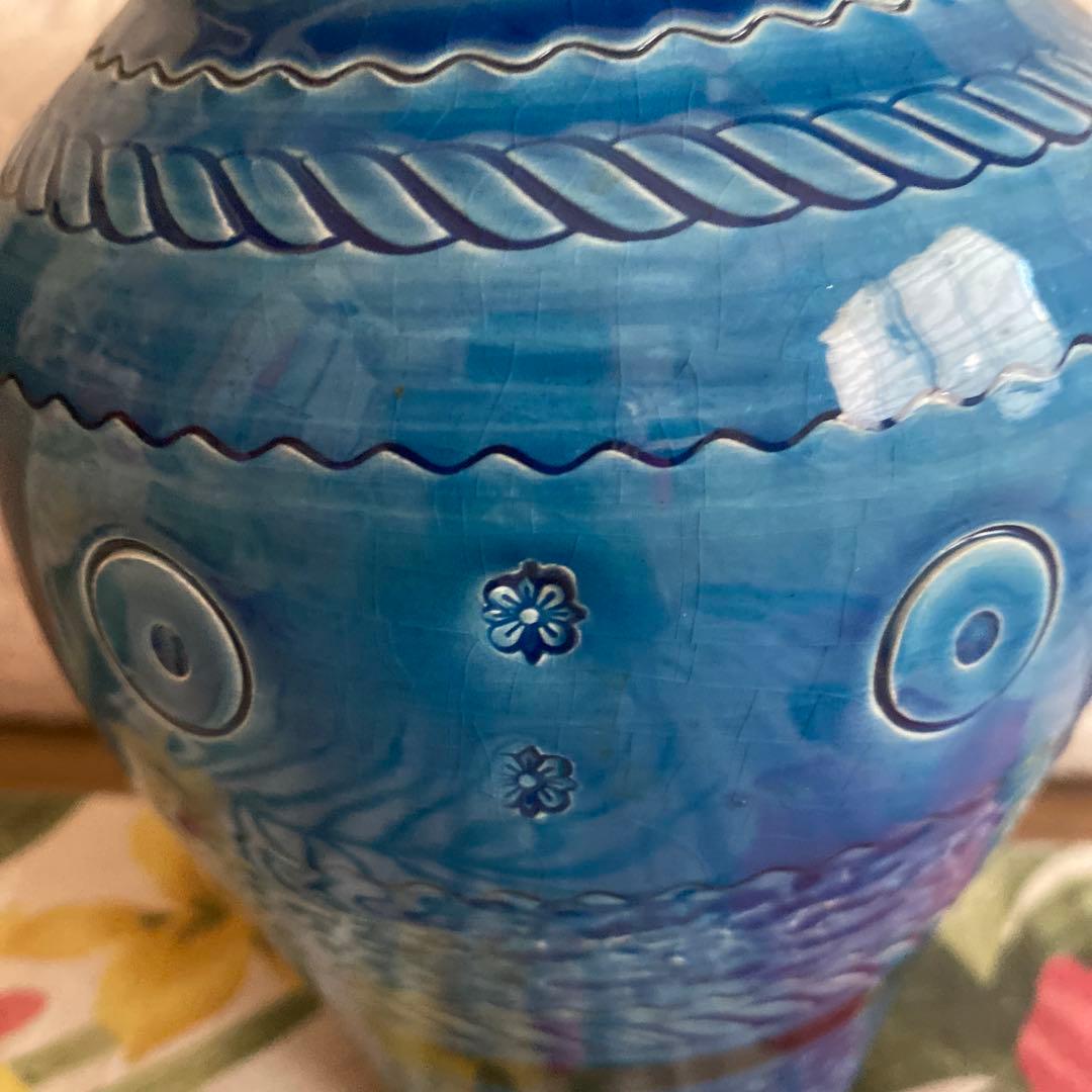 花瓶 - 陶器 - 刻み込み装飾 -リミニブルー - ターコイズ - イタリア