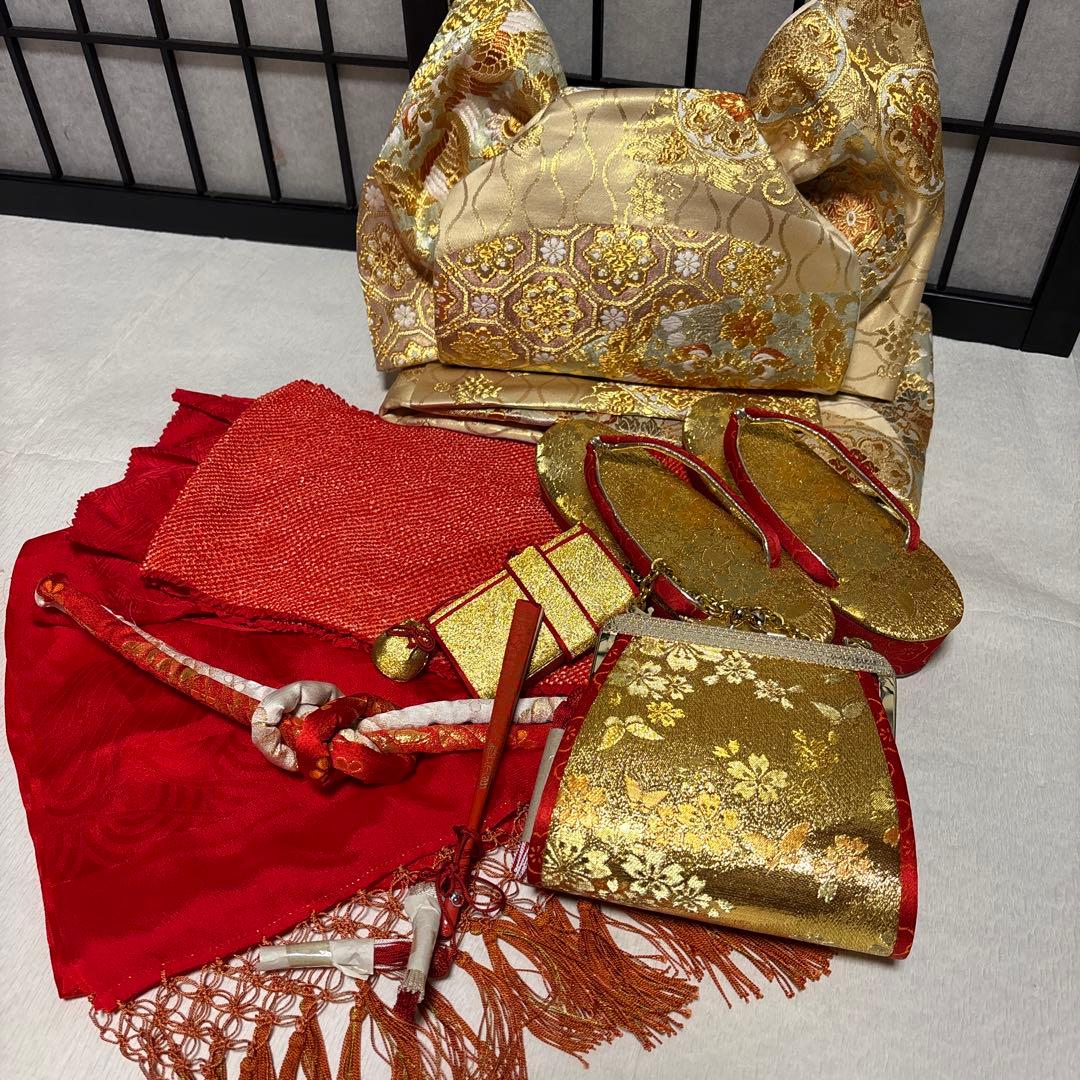 七五三　着物セット　正絹　ちりめん　7歳　ハーフ成人式　十三詣り　黒色　美品