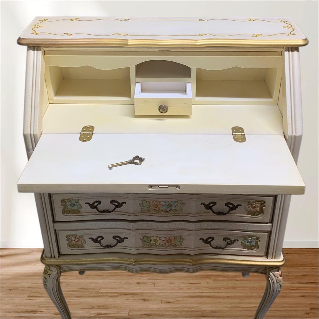 ロココ様式 猫脚 ライティングビューロー　エレガントな花　26ソ131