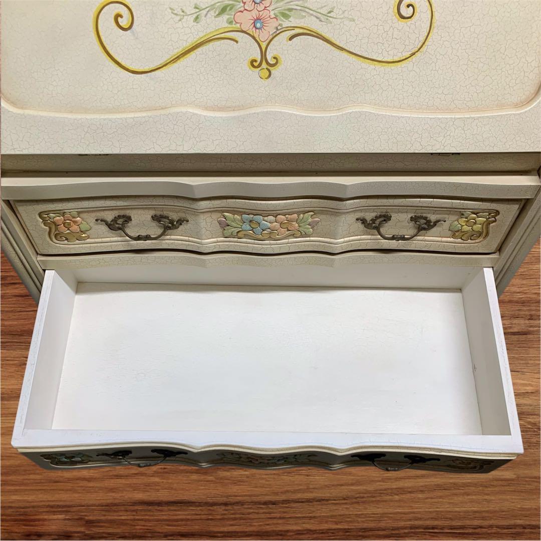 ロココ様式 猫脚 ライティングビューロー　エレガントな花　26ソ131