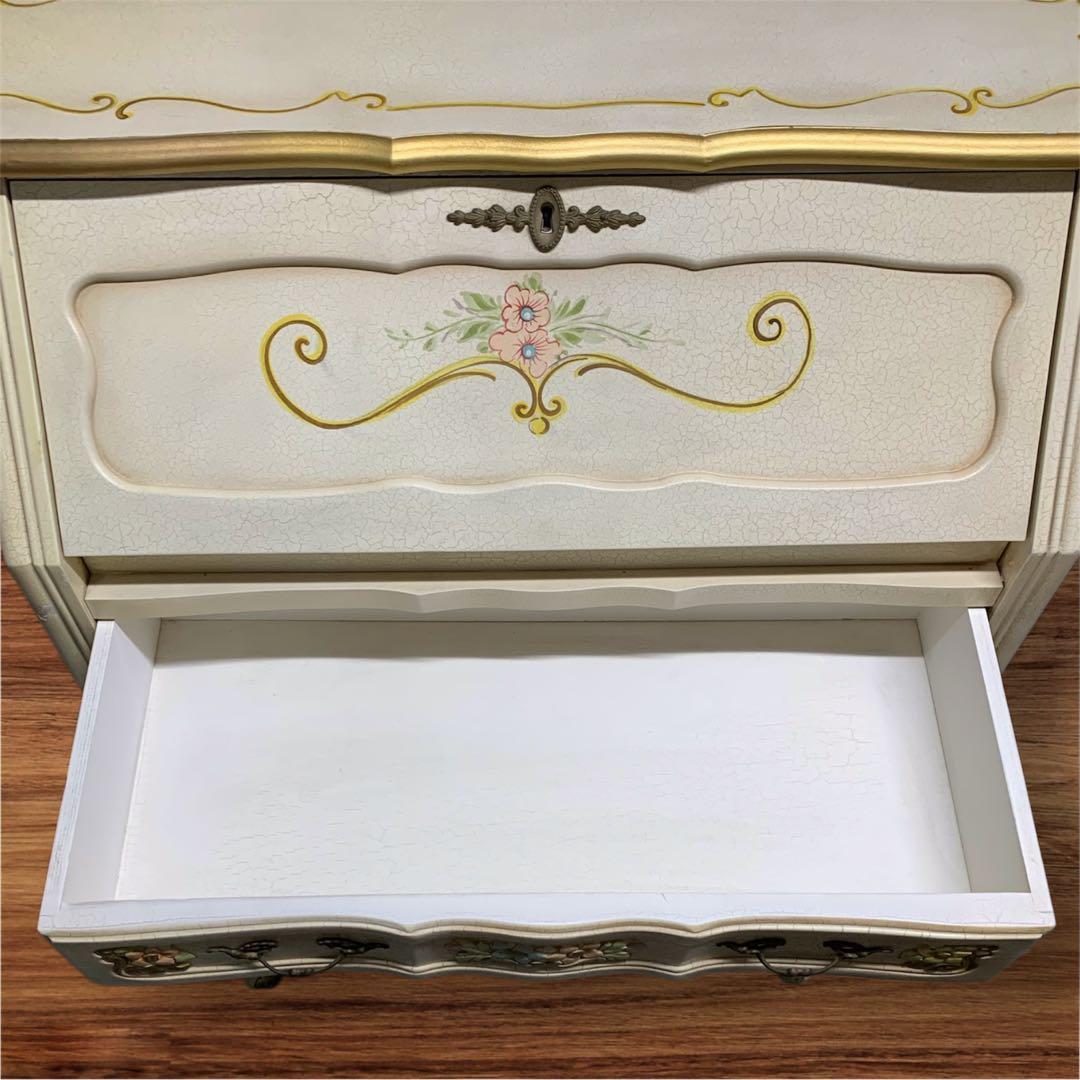 ロココ様式 猫脚 ライティングビューロー　エレガントな花　26ソ131