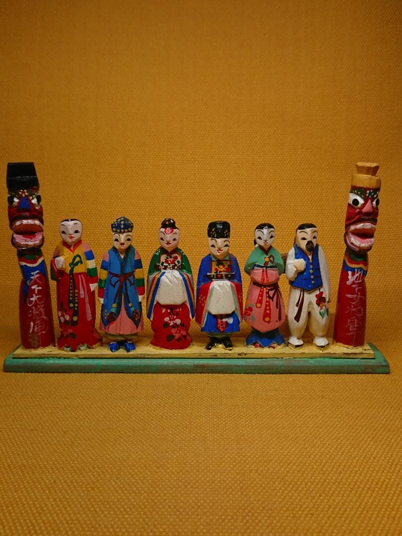 人形　木彫　天下大将軍　地下女将軍　置物　インテリア　工芸品　美術品　A2512