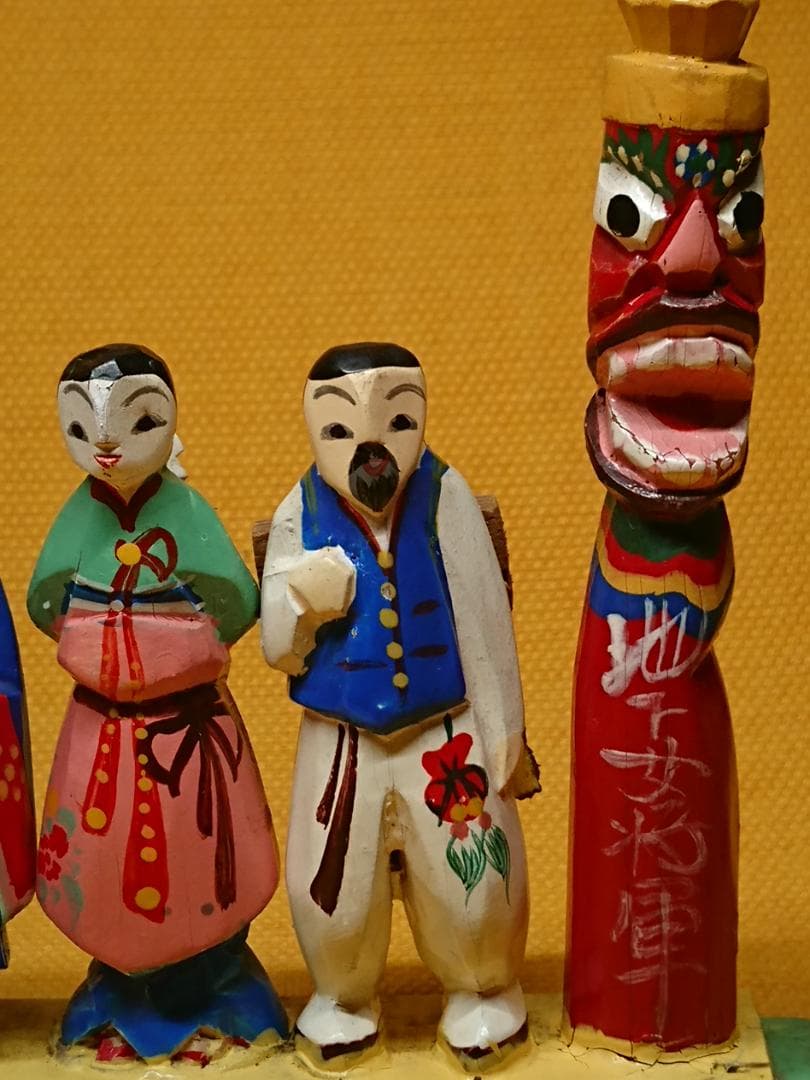 人形　木彫　天下大将軍　地下女将軍　置物　インテリア　工芸品　美術品　A2512