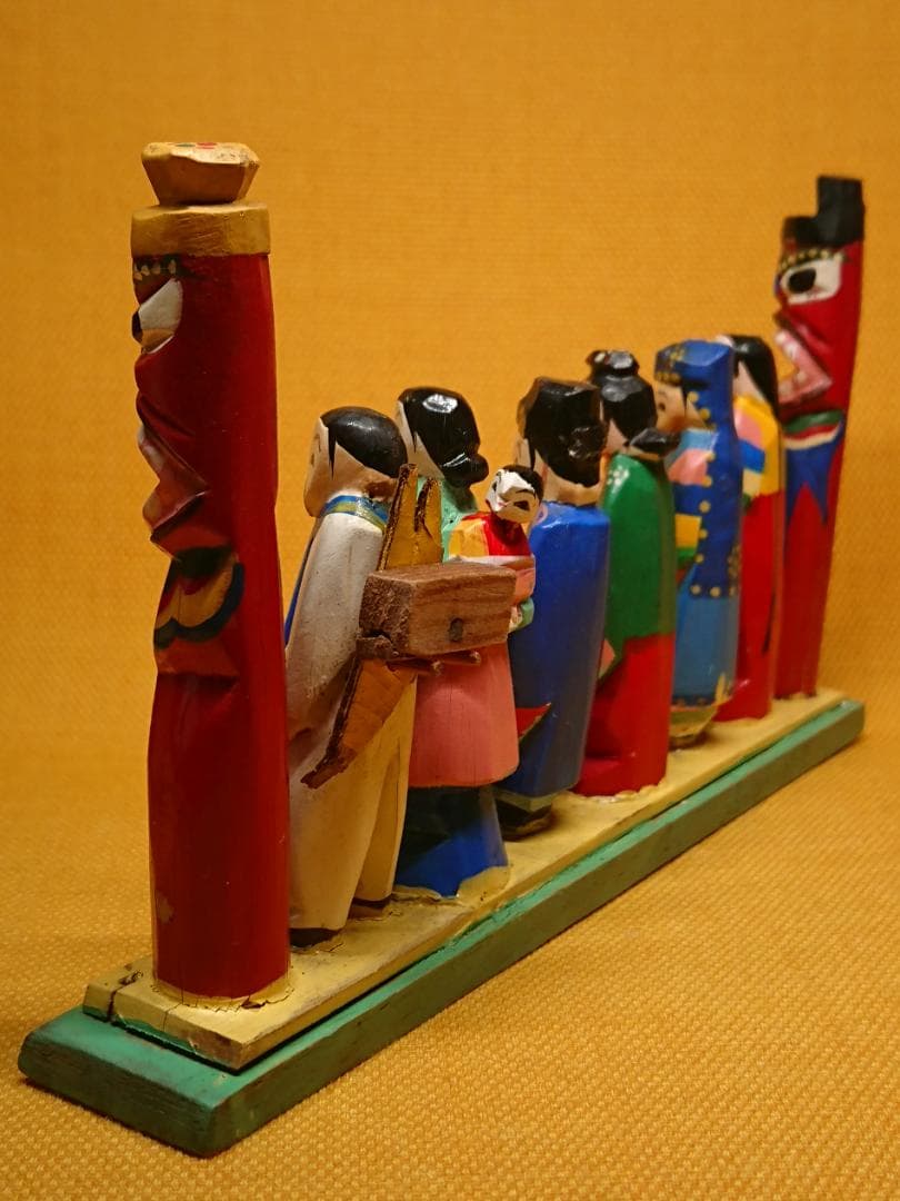 人形　木彫　天下大将軍　地下女将軍　置物　インテリア　工芸品　美術品　A2512