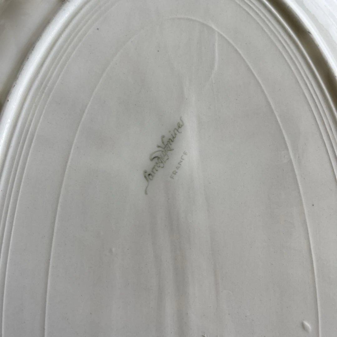 【レア】フランスアンティーク サルグミンヌ 花リムオーバル 大 約37.6cm