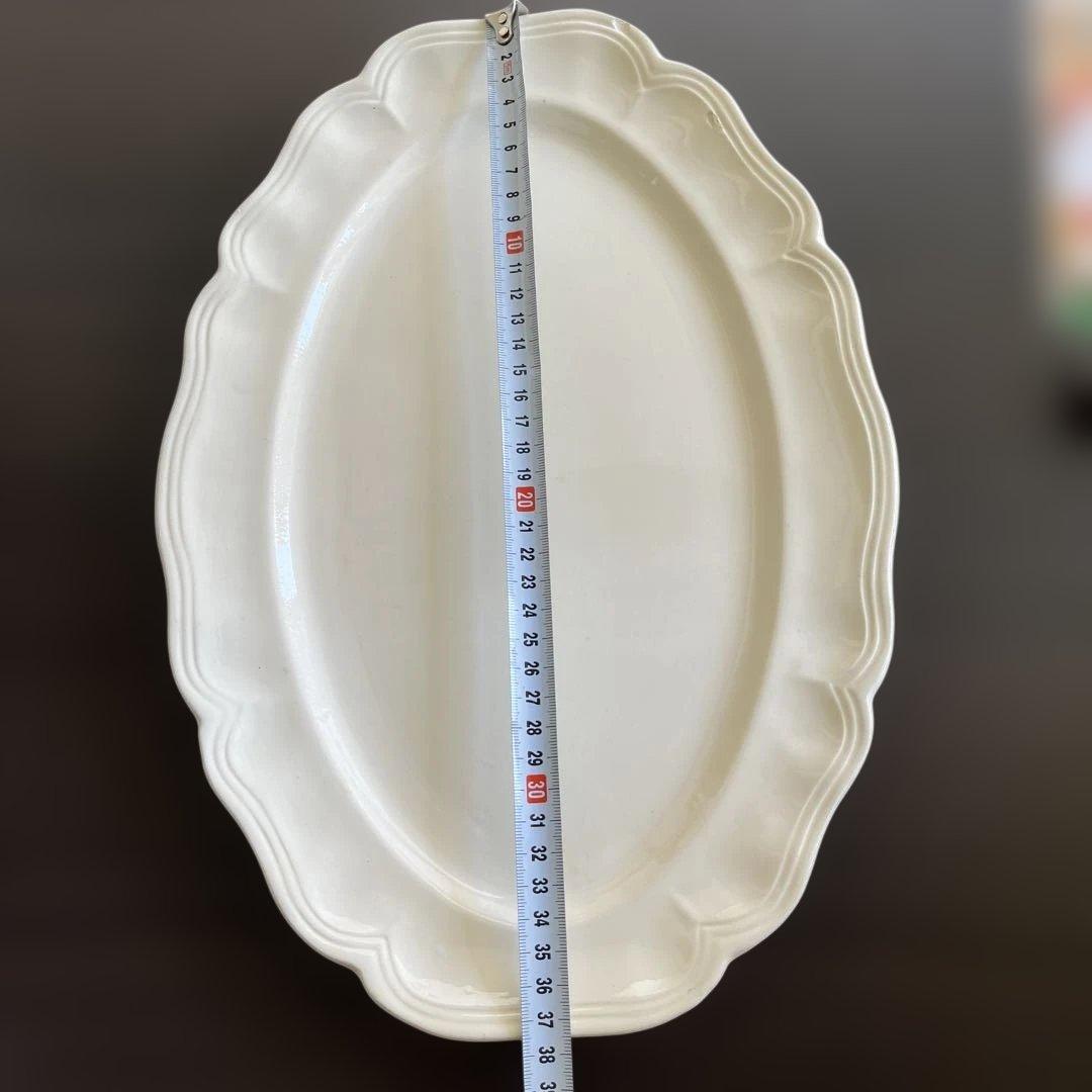 【レア】フランスアンティーク サルグミンヌ 花リムオーバル 大 約37.6cm