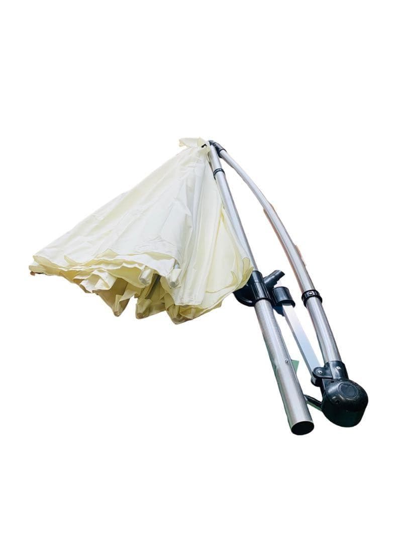 【開封済・未使用】大型パラソル オフホワイト ベースなし ハンドル式 庭 ＃2