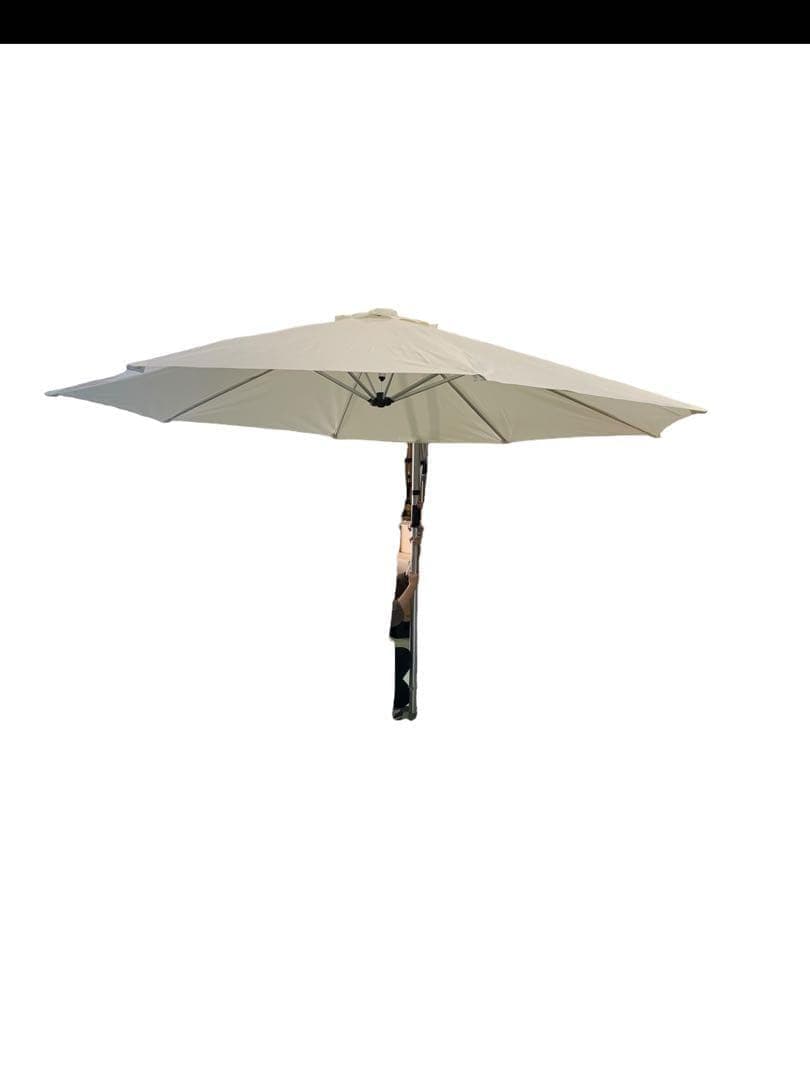 【開封済・未使用】大型パラソル オフホワイト ベースなし ハンドル式 庭 ＃2