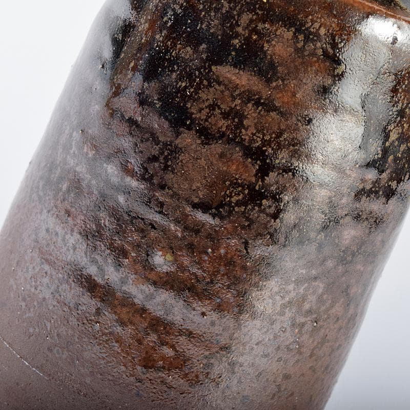 丹波焼　森本陶谷作　肩衝茶入　古代名物裂　黄地真田入間道仕覆　共箱　VR7563