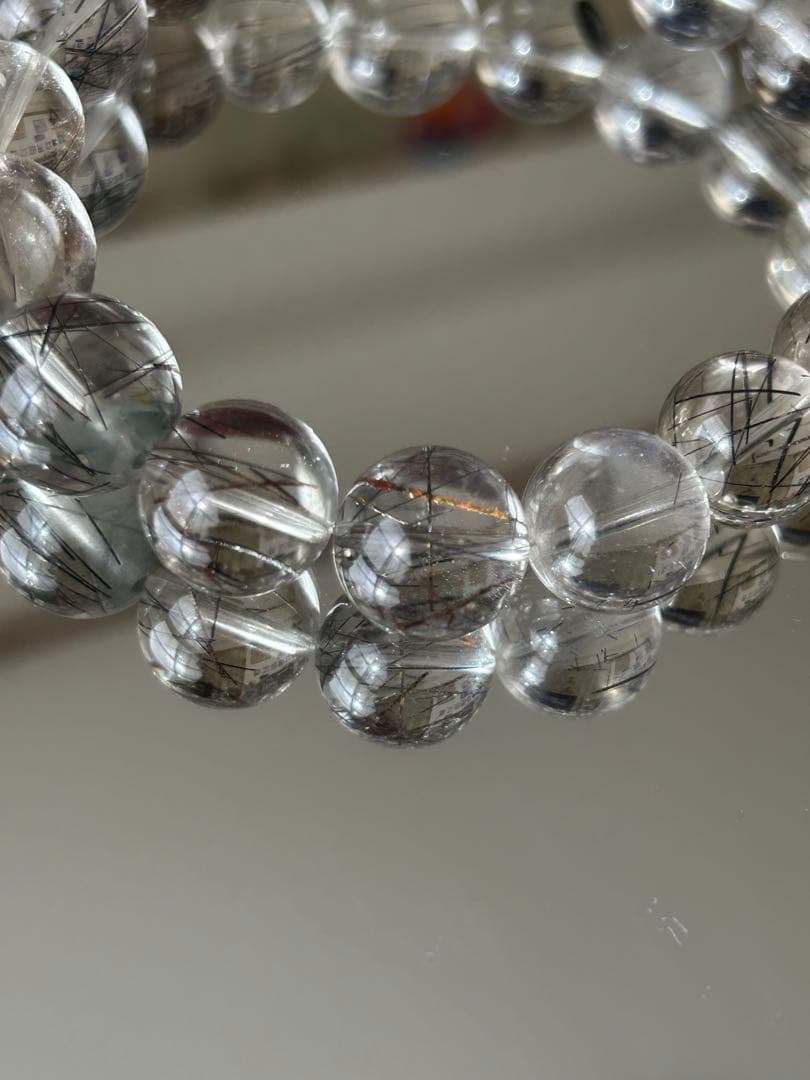 【高透明・美しい針】ブラックルチルクォーツ 12mm (内径17cm)