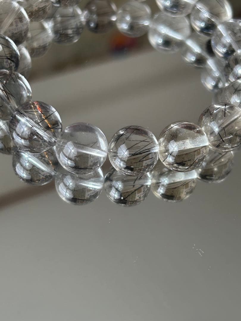 【高透明・美しい針】ブラックルチルクォーツ 12mm (内径17cm)