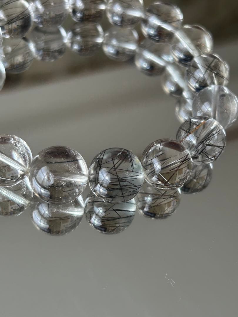 【高透明・美しい針】ブラックルチルクォーツ 12mm (内径17cm)