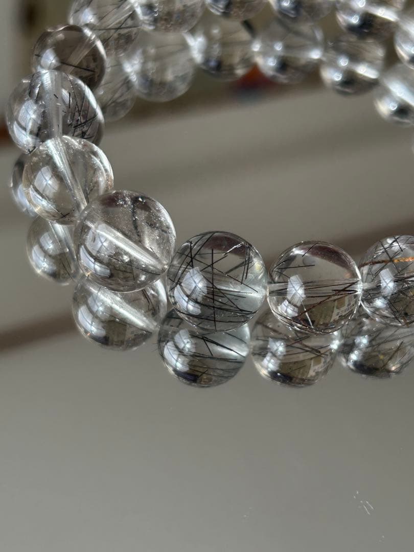 【高透明・美しい針】ブラックルチルクォーツ 12mm (内径17cm)