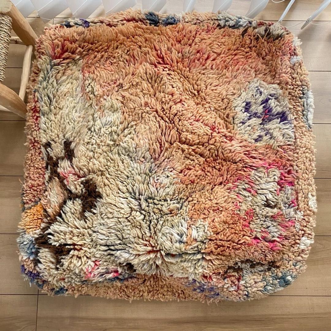 プフ クッション ラグ ピローカバー 手織りラグ クッションカバー