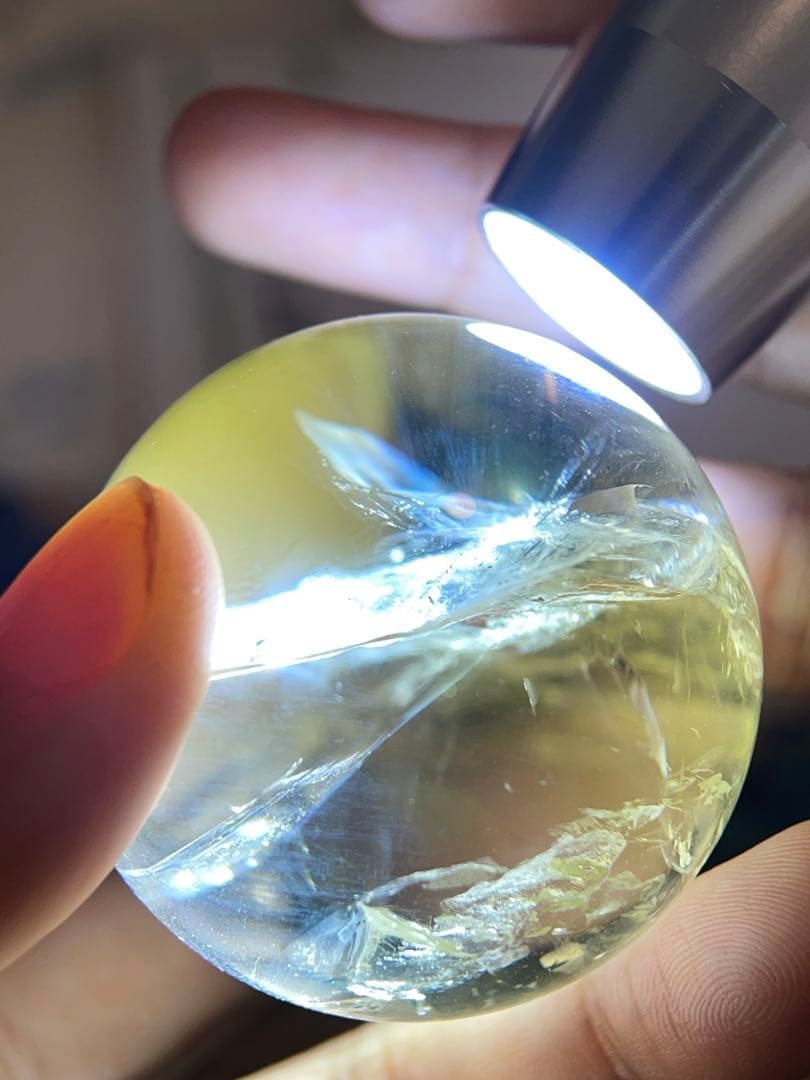 ブラジル産　超稀少 青光　シリトン丸玉　ボール　45mm