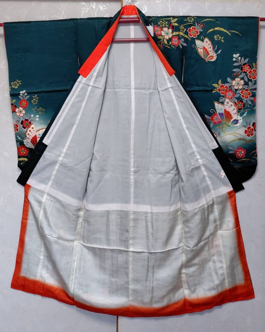 RK547子供着物重ね襟付き綺麗美品着丈131センチ裄丈54センチ7歳前後用正絹