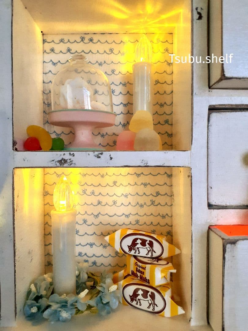 アンティーク・ヴィンテージ調　シャビー　ウォールシェルフ　ドロワー