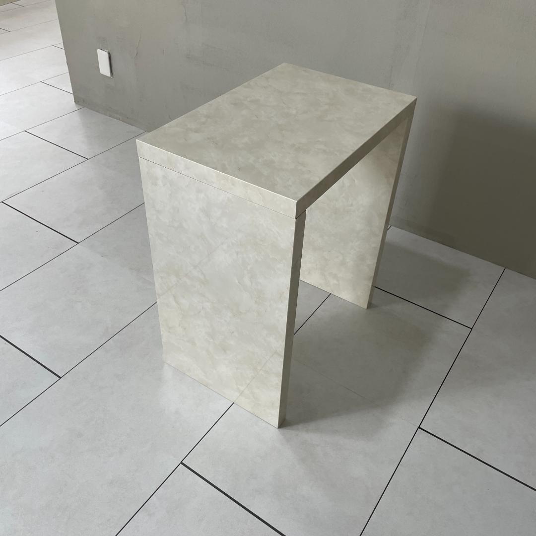 テーブル 小 大理石調デスク 大理石風 ホワイト 白