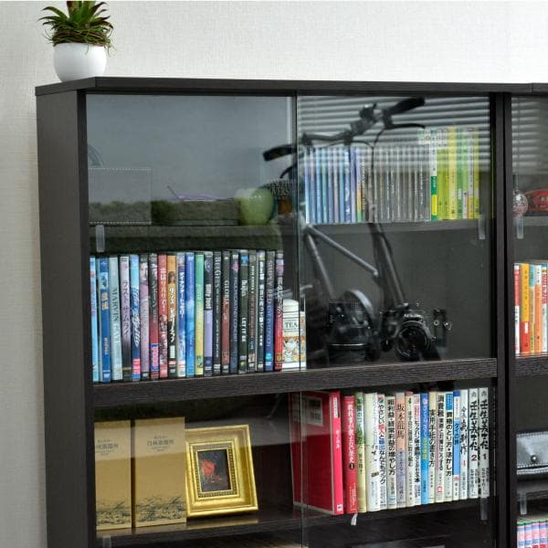 《新品・送料無料》コミック収納 本棚 ガラス扉付き 書棚 ガラス扉付 ブラウン