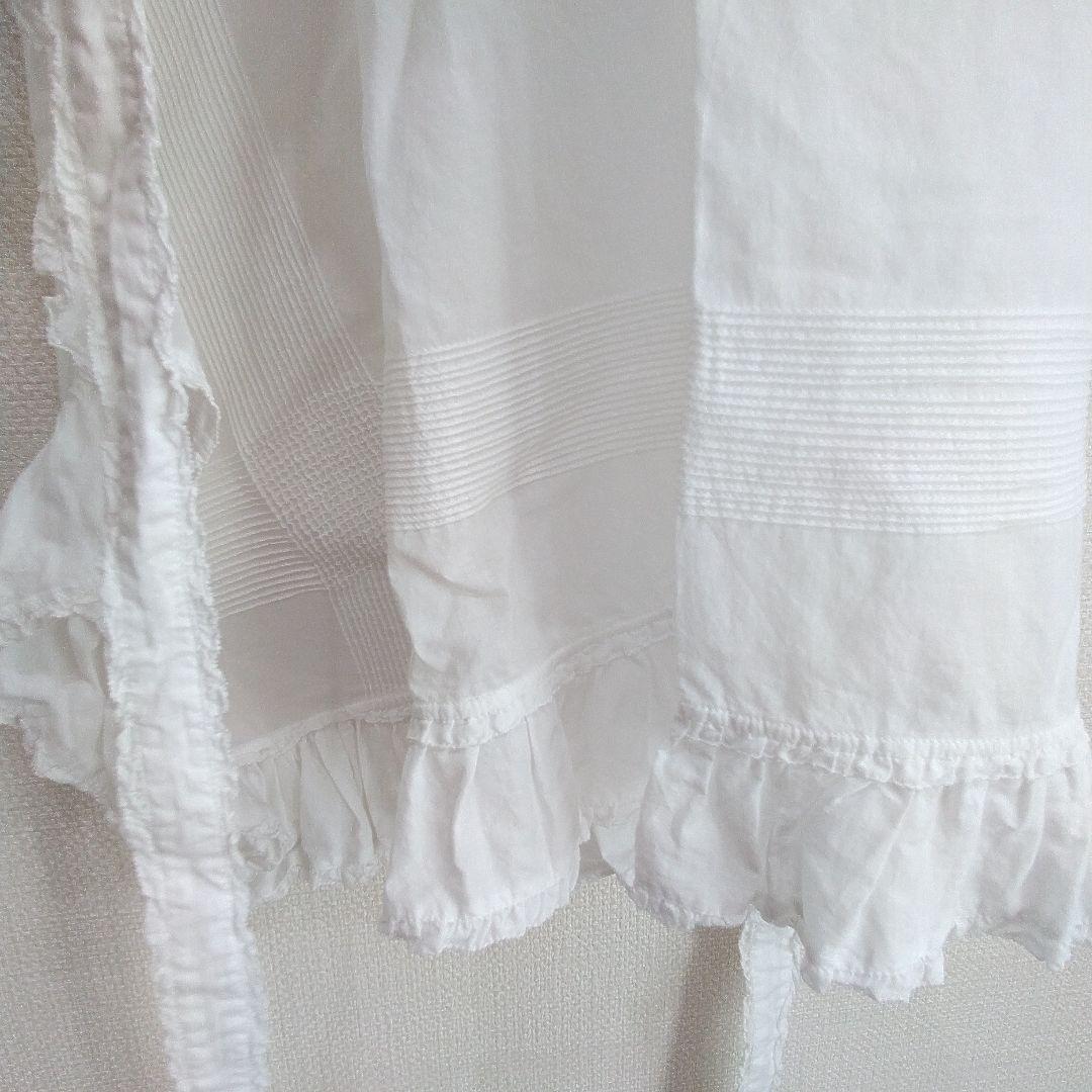 PINKHOUSE ピンクハウス　ホワイトフリルエプロン　綿ローン　ピコフリル