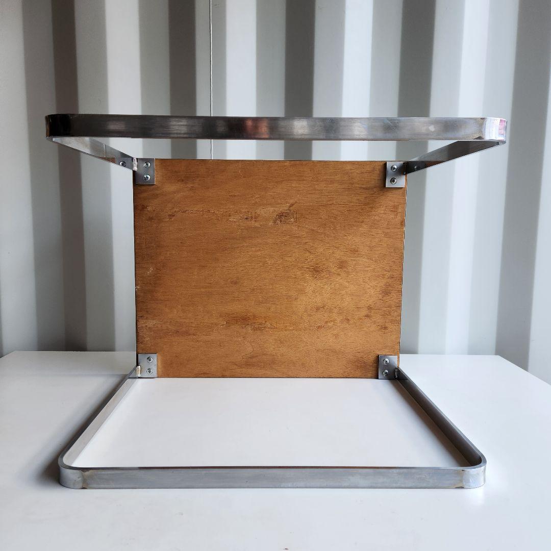 希少　ポストモダン　サイドテーブル　コーヒーテーブル　シルバーx白　45x45