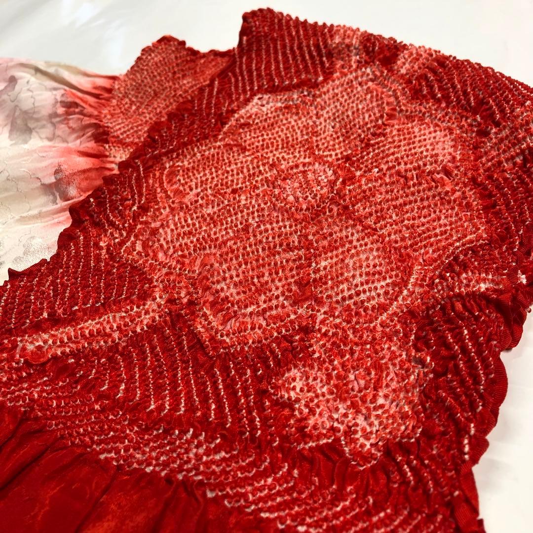 753 七五三　女の子7歳着物 長襦袢 オレンジ お仕立て 昭和レトロ