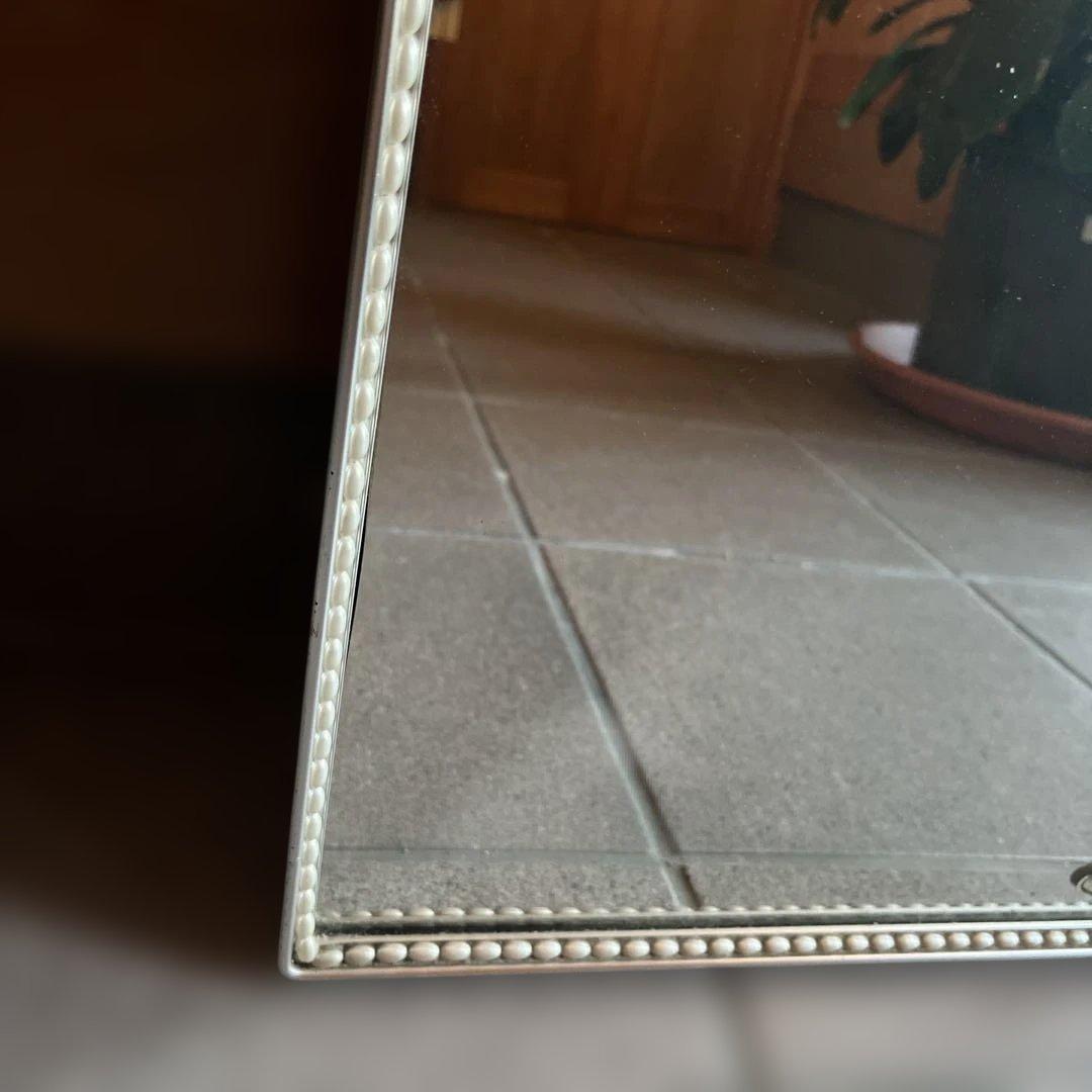 アンティーク　ヴィンテージ　アーチ型ビーズ装飾壁掛け鏡