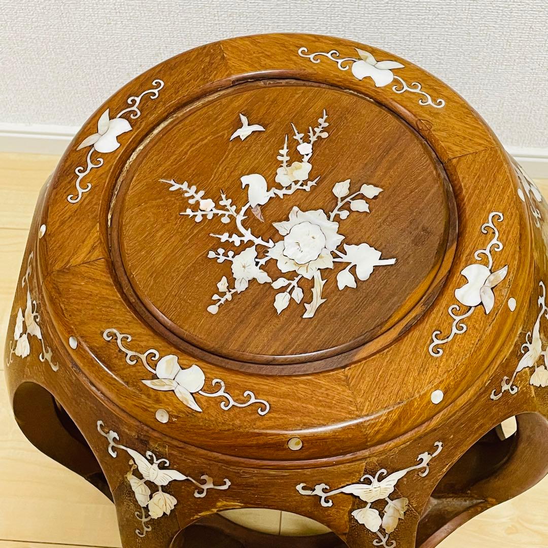 螺鈿細工 丸椅子 スツール 腰掛け 中国美術 工芸品 - メルカリ