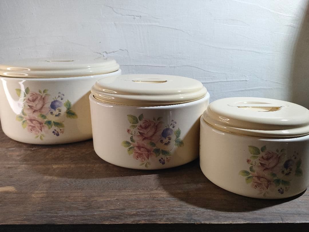 イマン イザベラ 丸缶 SML 3個 キャニスター ホーロー保存容器 未使用