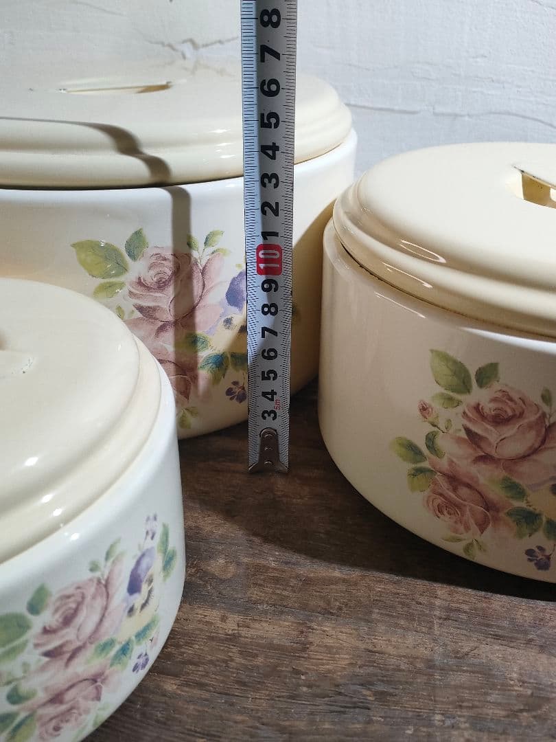 イマン イザベラ 丸缶 SML 3個 キャニスター ホーロー保存容器 未使用