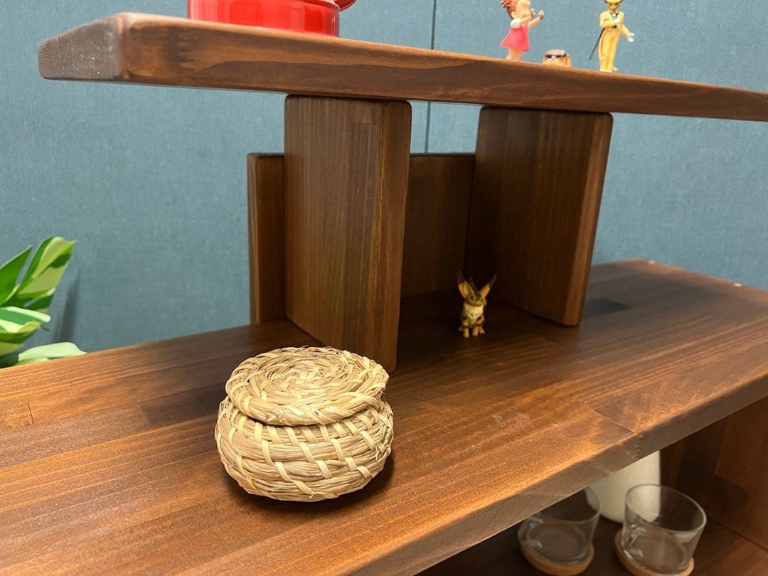 【在庫整理】 デザインラック ロ形 本棚 小物置き パイン ウォルナット調