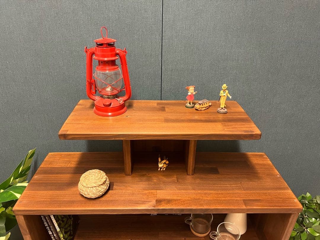 【在庫整理】 デザインラック ロ形 本棚 小物置き パイン ウォルナット調