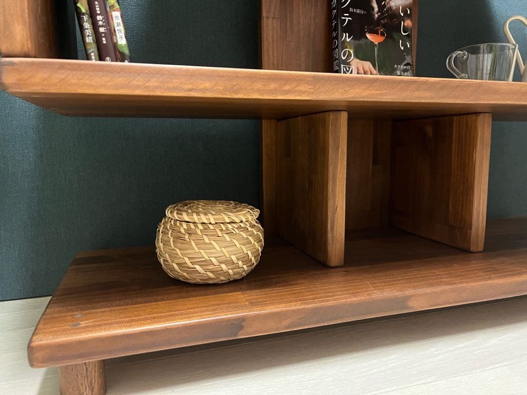 【在庫整理】 デザインラック ロ形 本棚 小物置き パイン ウォルナット調