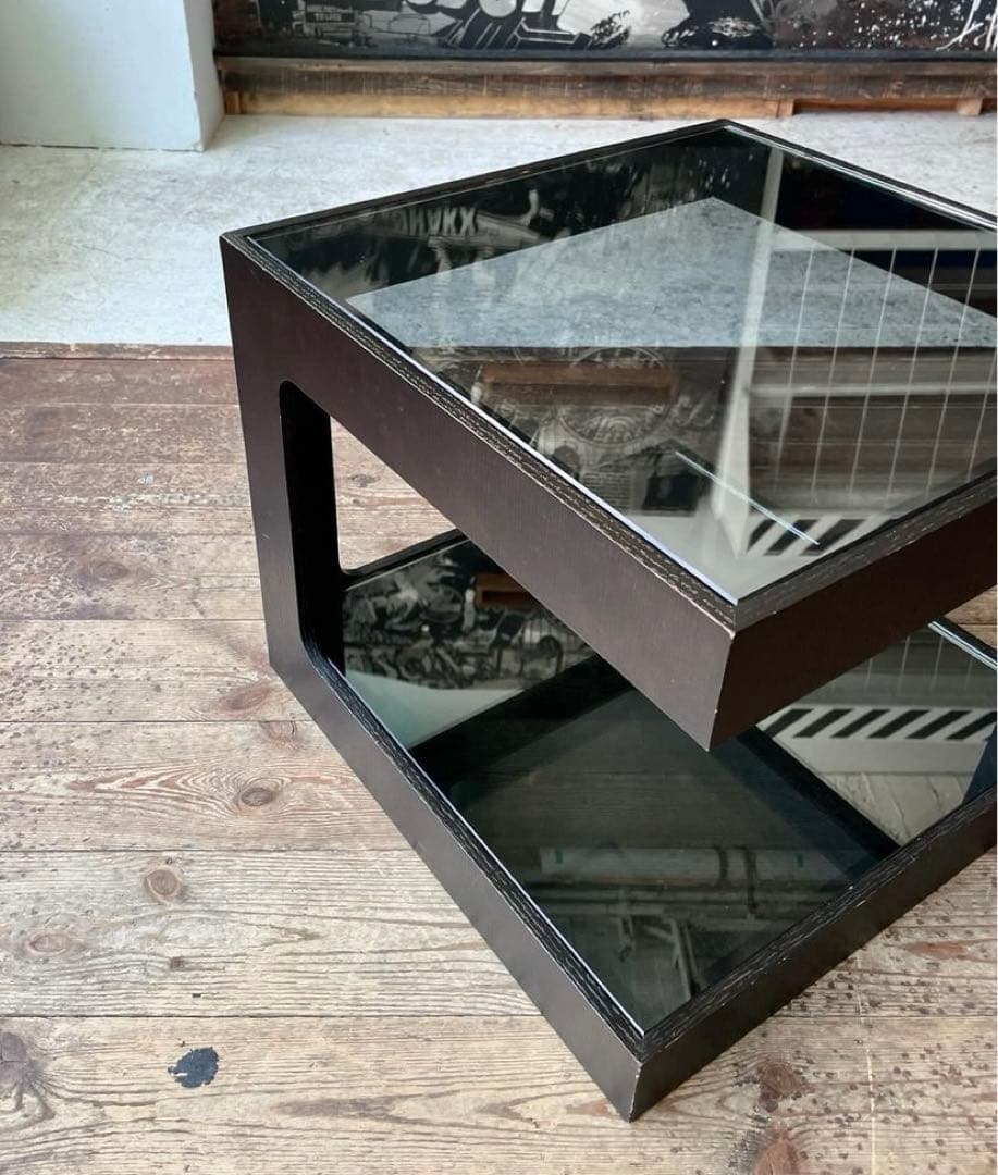 ローテーブル　ガラステーブル　古家具　机