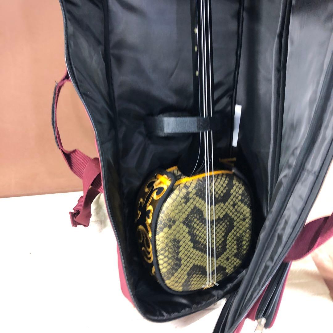 沖縄　蛇皮模様 三線 3弦と付属付き