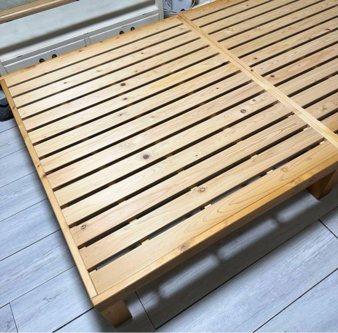 ひのき無垢材 セミダブルベッドフレーム 木製 日本製