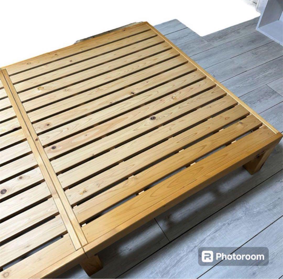 ひのき無垢材 セミダブルベッドフレーム 木製 日本製