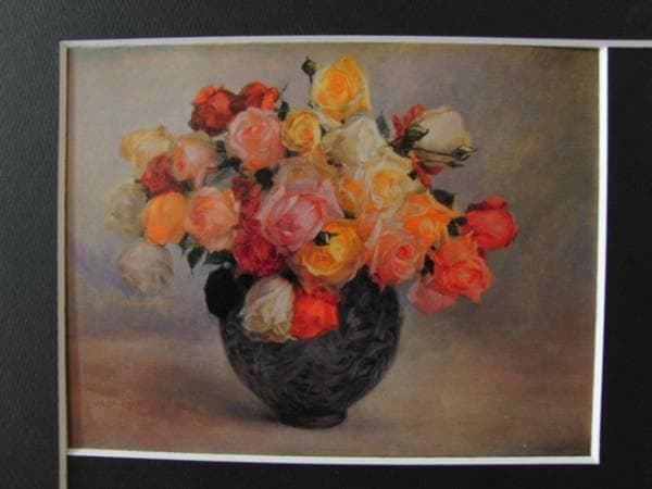 和田 英作、薔薇、希少画集画、新品高級額、額装付、状態良好、油彩 風景