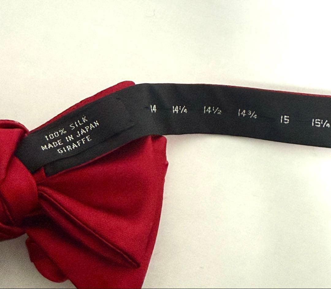 シルク100% 蝶ネクタイ　薔薇　ローズ　バラ　赤　RED