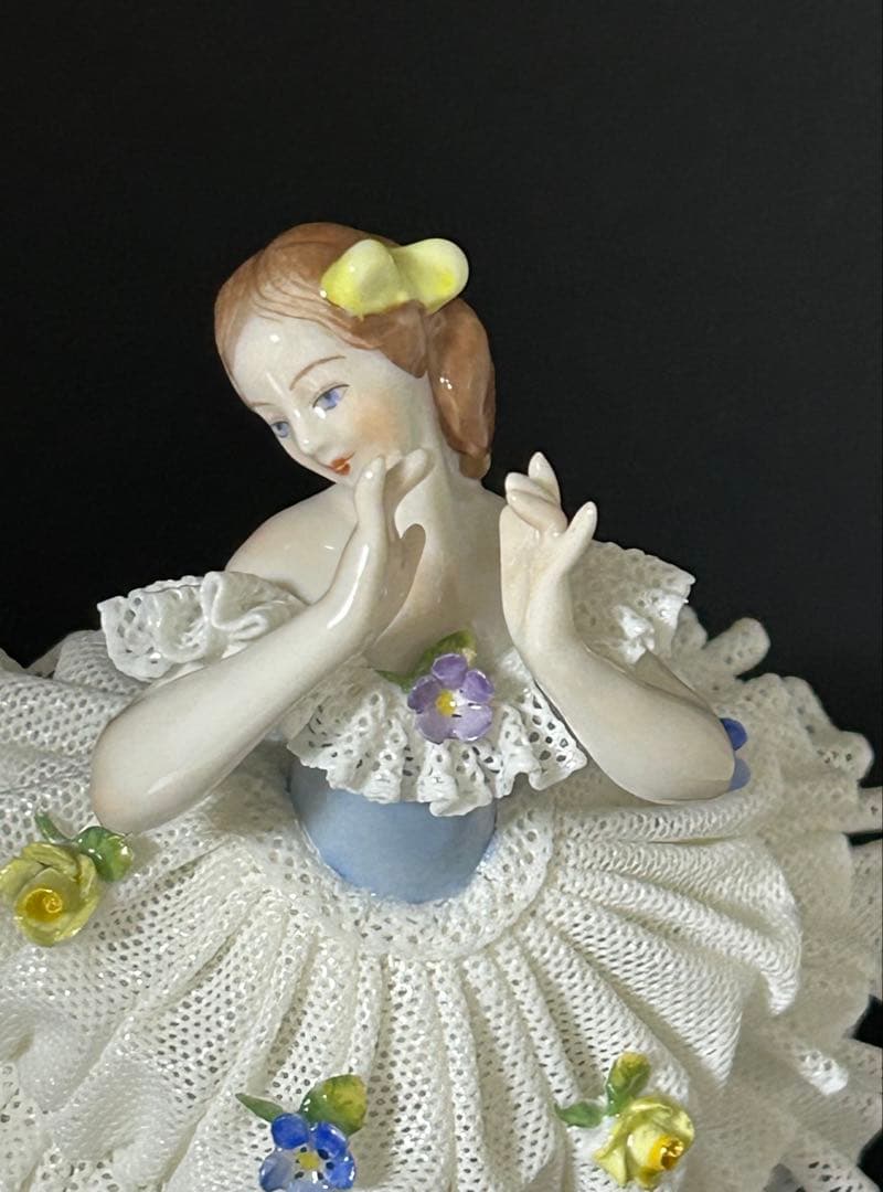 【美品】アイリッシュドレスデン フリルドレスレース ドイツ オリジナルBOX付