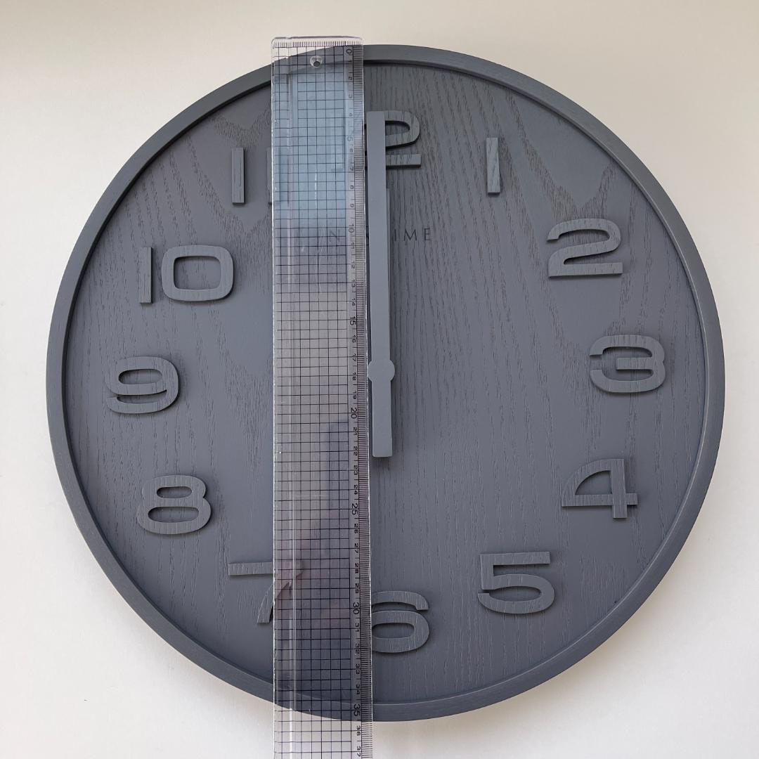 【送料込】NEXTIME ウッドウッドミディアム 壁掛け時計(グレー) 35cm