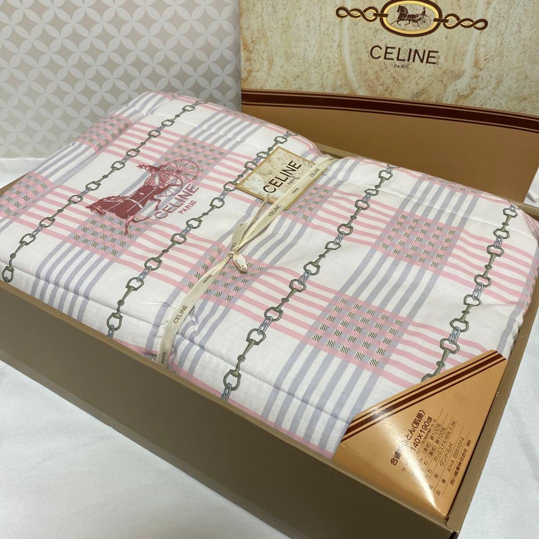 未使用　セリーヌ　CELINE 肌掛け布団　合繊薄手チェック柄