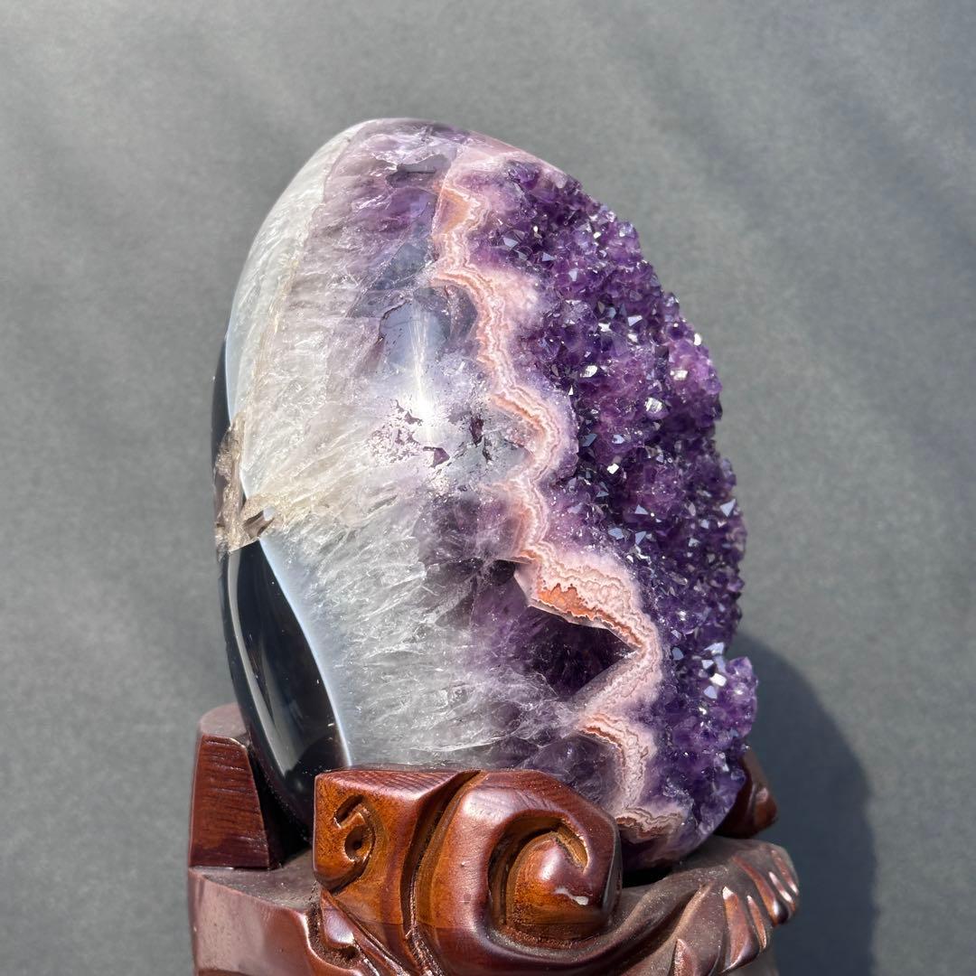 ウルグアイ産❣️希少❣️天然石アメジストのドーム　置物　G.177