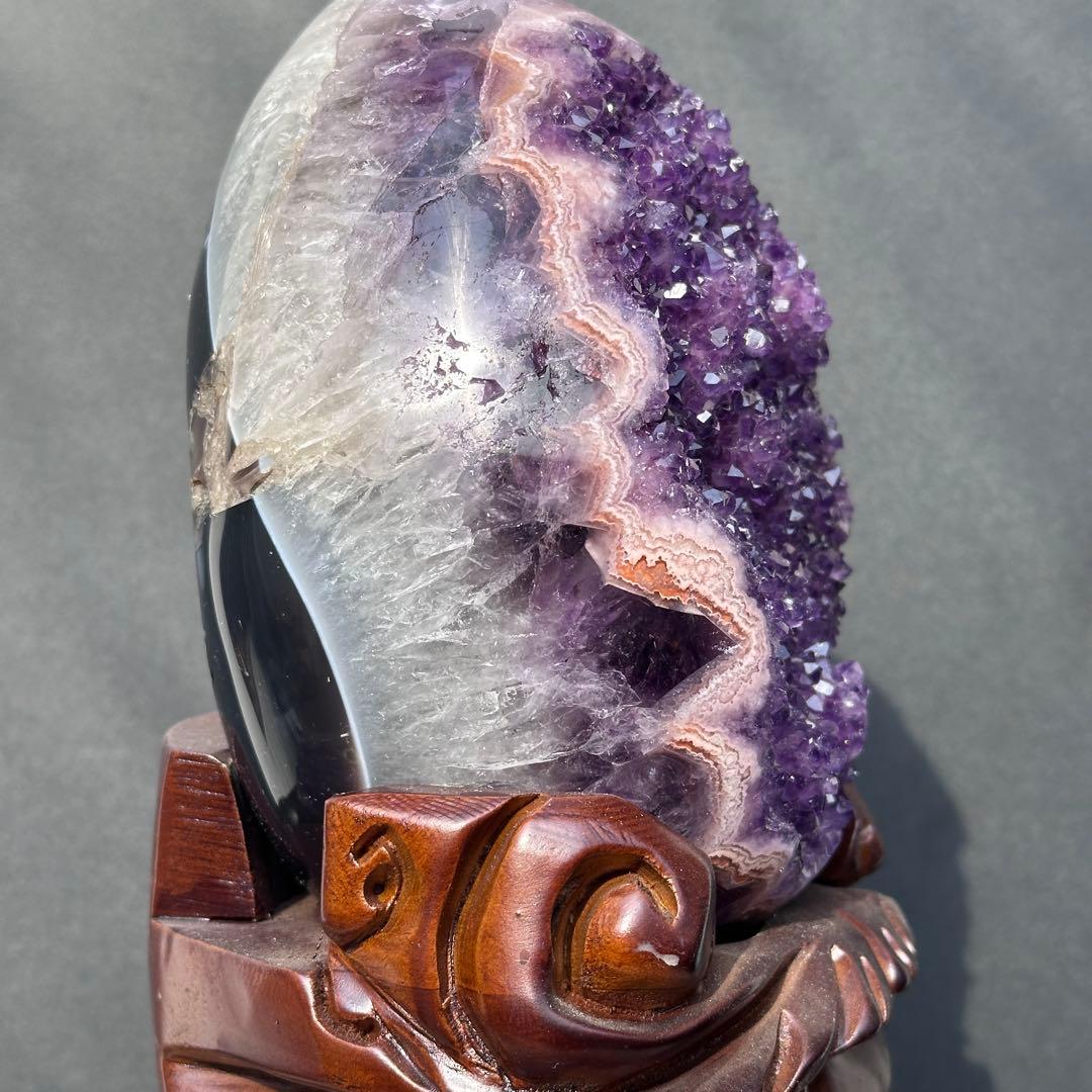 ウルグアイ産❣️希少❣️天然石アメジストのドーム　置物　G.177