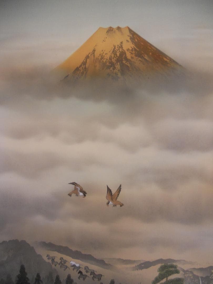 掛け軸 光嶺 十全の図 七福神 絹本 希少 軸装 茶道具 掛軸 美品 です