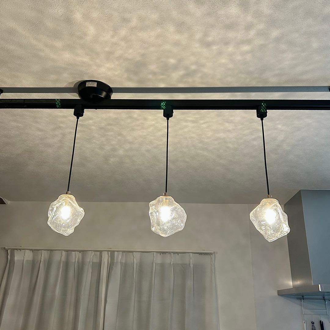 ペンダントライト ガラス 透明色 3灯 ダクトレール用