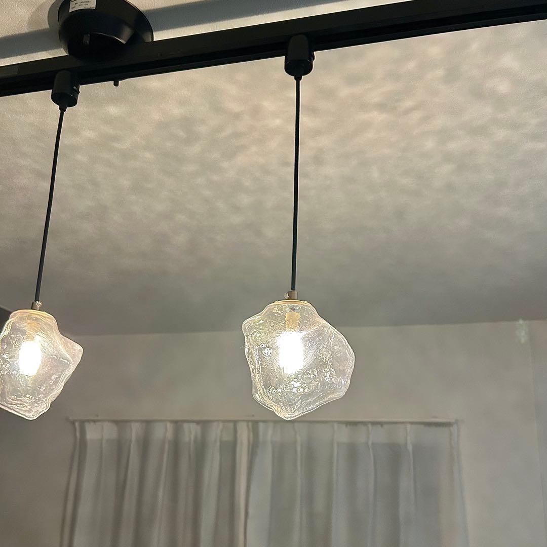 ペンダントライト ガラス 透明色 3灯 ダクトレール用