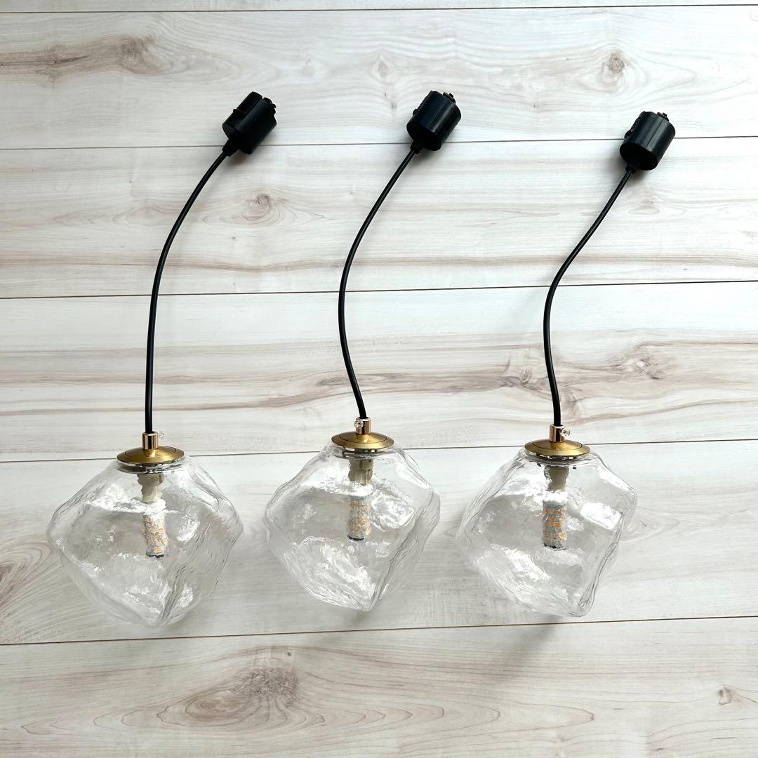 ペンダントライト ガラス 透明色 3灯 ダクトレール用